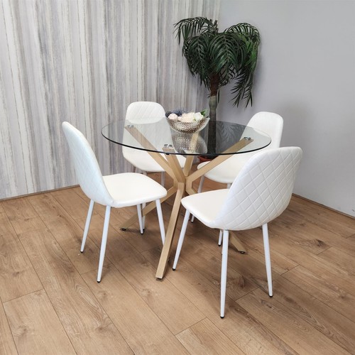 Round glass dining - glass, table
