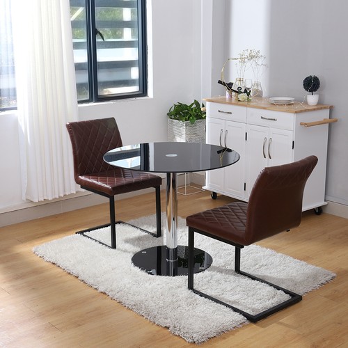 90cm black round tempered - 90cm,