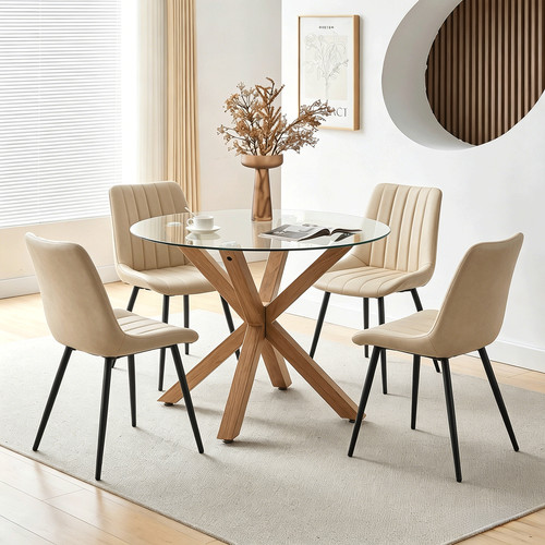 Round glass top dining - top,