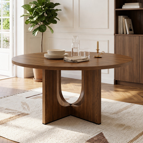 Round dining table 120cm wood - table,