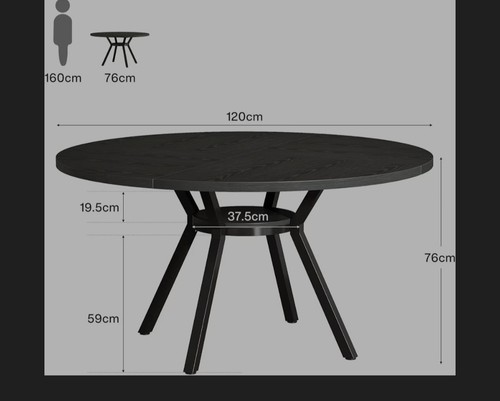Round bkack dining table seats