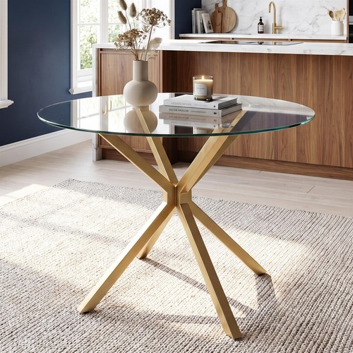 Round clear glass dining - glass,