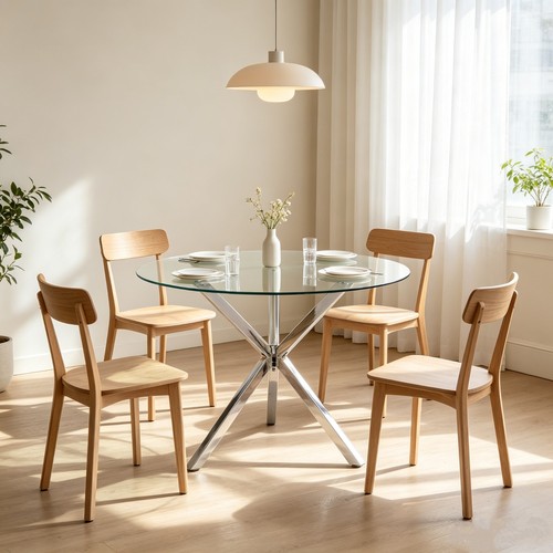 Round tempered glass dining - tempered,