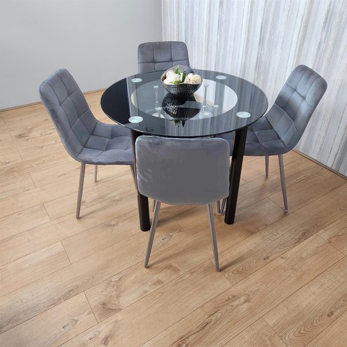 Black round glass - black,
