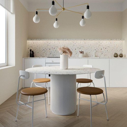 Cracky terrazzo round dining - terrazzo,
