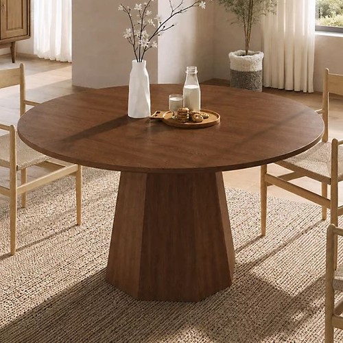 Round dining table walnut - dining,
