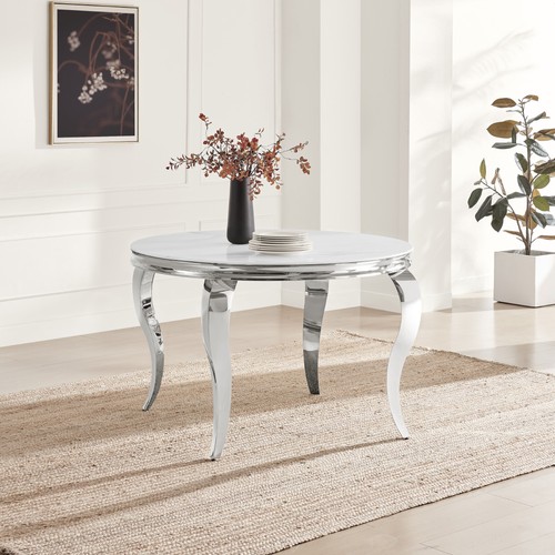 Skye round white marble glass - white,