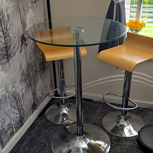 Round glass top bistro table - glass,