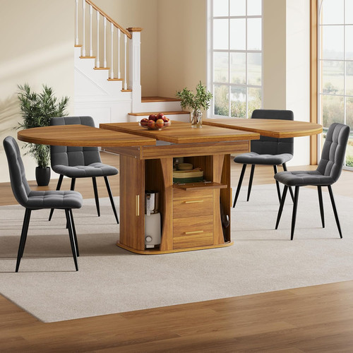 Round extendable dining table - dining,