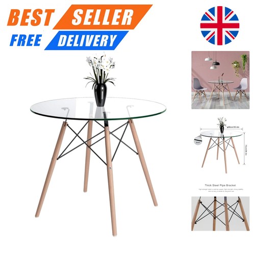 90cm round glass - glass, dining