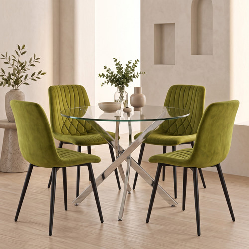 Round glass dining table and - dining, 4