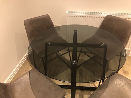 Round smoked glass dining - round,