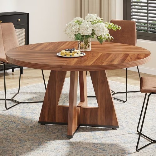 Round dining table retro base - dining,
