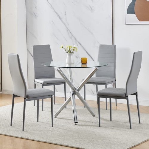 Round glass dining - dining, table