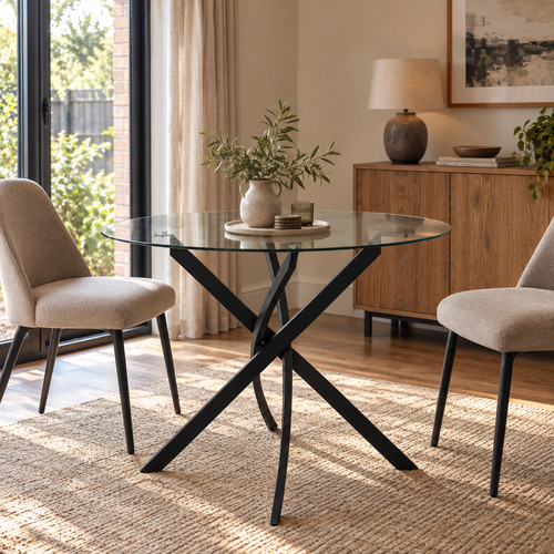 Round dining table 80cm - dining, glass