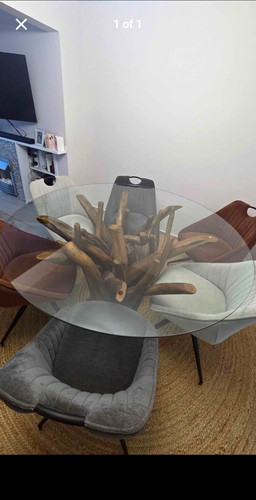 Round glass top dining - top,