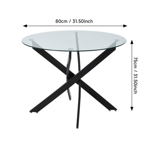 Round glass dining table - glass,