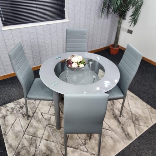 Modern grey glass round - modern,