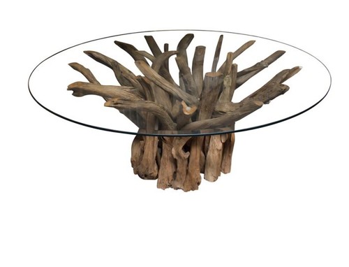 Driftwood round dining table - driftwood,