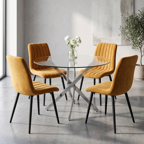 Round glass dining table - dining,