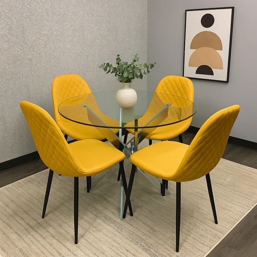 Round glass dining - dining, set