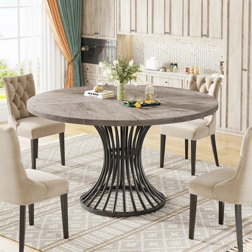 Round solid wood dining - wood,