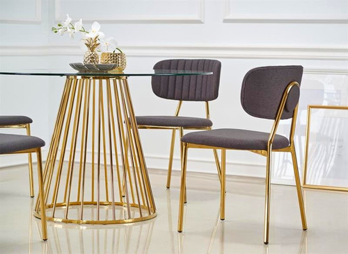 Modern gold metal cage dining - gold,