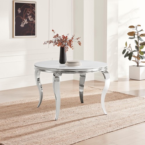 Skye round white - round, marble
