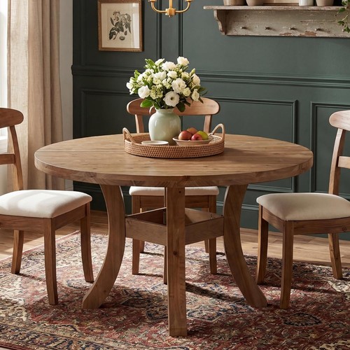 Round solid wood dining - round,