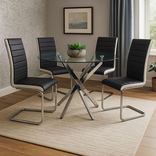 Round glass dining table set - dining,