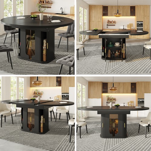 Extendable dining table black - extendable,