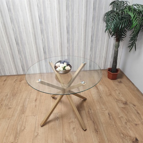 Round clear glass dining table - round,