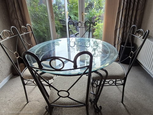 Round glass metal dining - round,