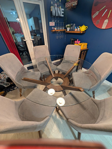 Round glass dining - glass, 6