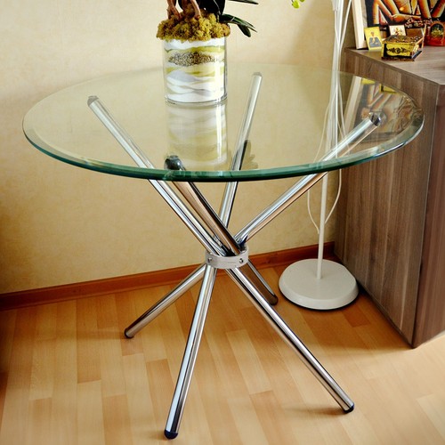90cm clear glass round dining - clear,