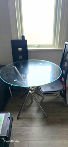 Round glass dining table clear - round,