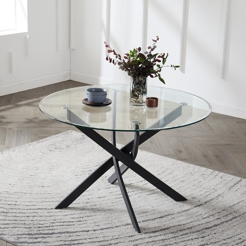 Glass round dining table - glass,