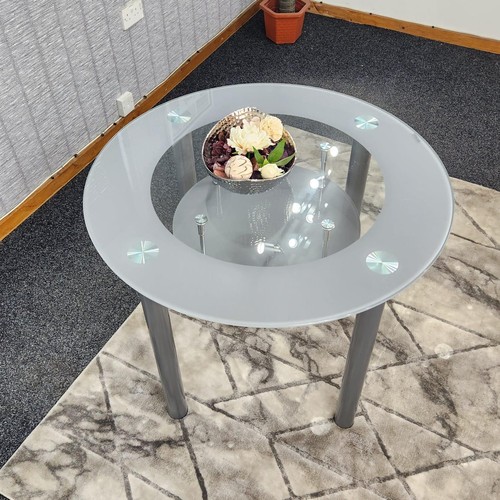 Glass grey dining table round - dining,