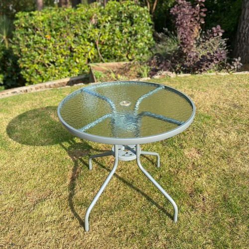 Garden table round glass top - round,