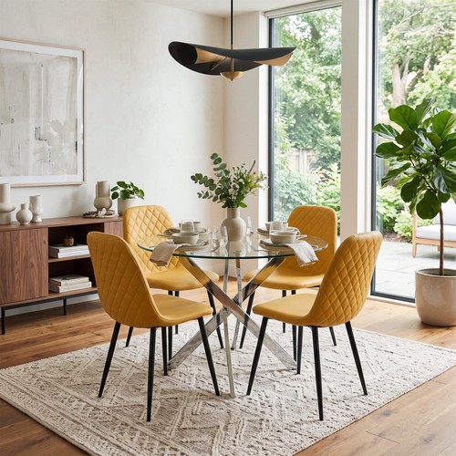 Round glass dining table - glass,