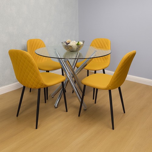 Round glass dining table - glass,