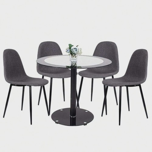 Round glass dining table 90cm - round,