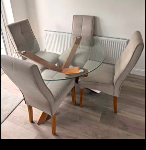 Round clear glass dining table - dining,