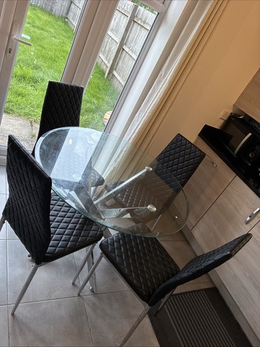 Round glass dining - glass,